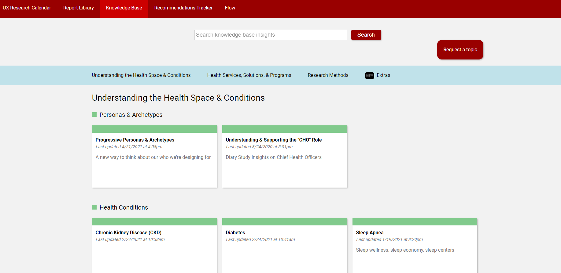 An image of the Knowledge Base dashboard page showing links to various articles.