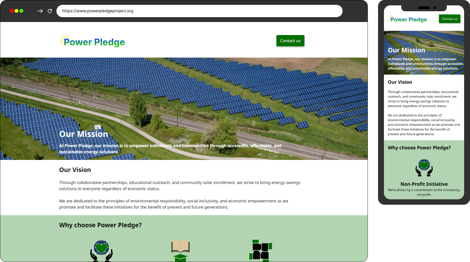 An image showing a screenshot of the Power Pledge website.